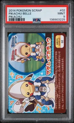 2014 POKEMON SCRAP PIKACHU #02 PIKACHU BELLE PSA 9 - Image 1