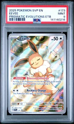 2025 POKEMON PRISMATIC EVOLUTIONS ELITE TRAINER BOX PROMO #173 EEVEE PSA 9 - Image 1