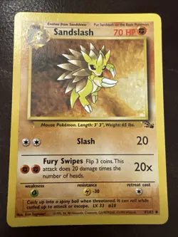 Pokemon TCG Fossil Sandslash #41/62 Unlimited Uncommon Vintage 1999 MP - Image 1