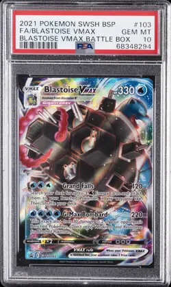 2021 POKEMON SWSH BLACK STAR PROMO #103 FULL ART/BLASTOISE VMAX PSA 10 - Image 1
