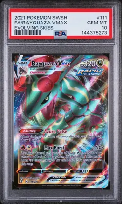 2021 POKEMON SWORD & SHIELD EVOLVING SKIES #111 FULL ART/RAYQUAZA VMAX PSA 10 - Image 1