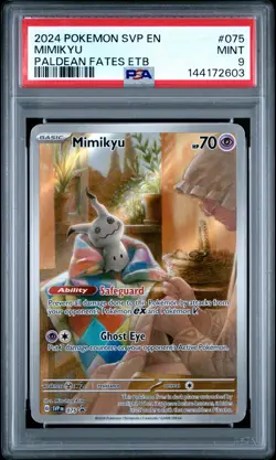 2024 POKEMON PALDEAN FATES ELITE TRAINER BOX PROMO #075 MIMIKYU PSA 9 - Image 1