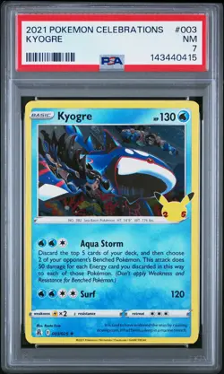 2021 POKEMON CELEBRATIONS #003 KYOGRE PSA 7 - Image 1