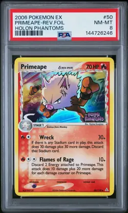 2006 POKEMON EX HOLON PHANTOMS #50 PRIMEAPE-REVERSE FOIL PSA 8 - Image 1