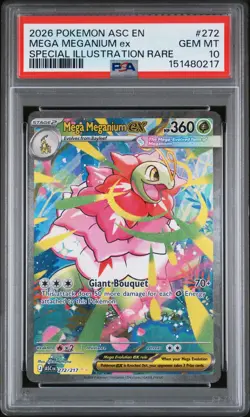 2026 POKEMON ASCENDED HEROES SPECIAL ILLUSTRATION RARE MEGA MEGANIUM EX PSA 10 - Image 1