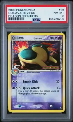 2006 POKEMON EX DRAGON FRONTIERS #36 QUILAVA-REVERSE FOIL PSA 8 - Image 1