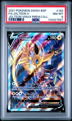 142027887 Jolteon V 2021 Pokemon Sword & Shield Black Star Promo #SWSH183 PSA 8 - Image 1