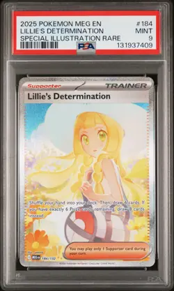 2025 POKEMON MEG SPECIAL ILLUSTRATION RARE #184 LILLIE'S DETERMINATION PSA 9 - Image 1