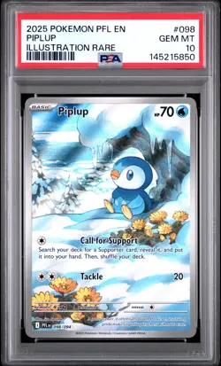 2025 POKEMON PFL EN-PHANTASMAL FLAMES ILLUSTRATION RARE #098 PIPLUP PSA 10 - Image 1