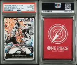 One Piece St22-002 English Ace & Newgate Black White Alt Art PSA 10 - Image 3
