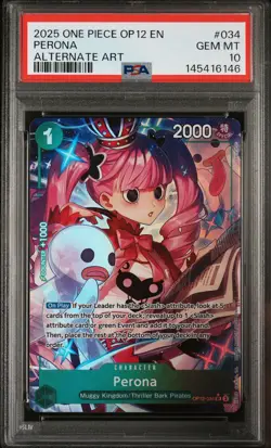 2025 ONE PIECE OP12-LEGACY OF THE MASTER ALTERNATE ART #034 PERONA PSA 10 - Image 1