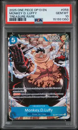 2025 ONE PIECE OP13-CARRYING ON HIS WILL TREASURE RARE MONKEY D. LUFFY PSA 10 - Image 1