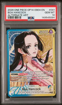 2026 ONE PIECE OP14-EB04-THE AZURE SEA'S SEVEN ALTERNATE ART BOA HANCOCK PSA 10 - Image 1