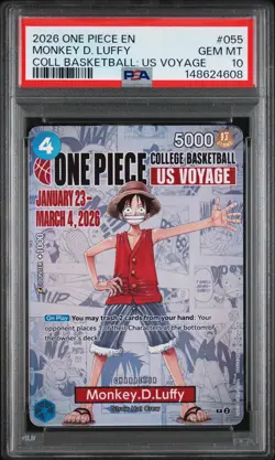 2026 ONE PIECE PROMOS COLLEGE BASKETBALL: US VOYAGE MONKEY D. LUFFY PSA 10 - Image 1