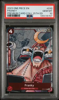 2023 ONE PIECE PREMIUM BANDAI PREMIUM COLLECTION 25TH EDITION #010 FRANKY PSA 10 - Image 1