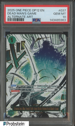 2025 One Piece OP12 EN Alternate Art 037 Demon Aura Sword/Dead Man's Game PSA 10 - Image 1