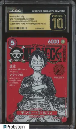 2025 One Piece JPN ST21 Promo Magazine Vol.20 014 Monkey D Luffy CGC 10 PRISTINE - Image 1