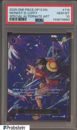 2025 One Piece OP13 EN Special Alternate Art #119 Monkey D. Luffy PSA 10 - Image 1