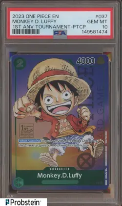 2023 One Piece EN 1st Anniversary Tournament PTCP #037 Monkey D Luffy PSA 10 - Image 1