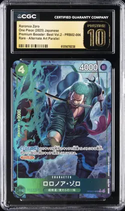 2025 ONE PIECE JAPANESE PREMIUM BOOSTER RARE AA RORONOA ZORO CGC 10 PRISTINE - Image 1