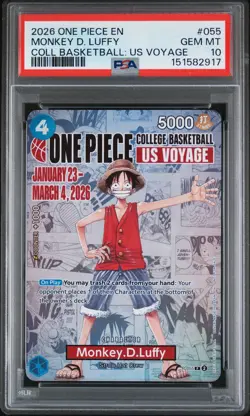 2026 ONE PIECE PROMOS COLLEGE BASKETBALL: US VOYAGE MONKEY D. LUFFY PSA 10 - Image 1