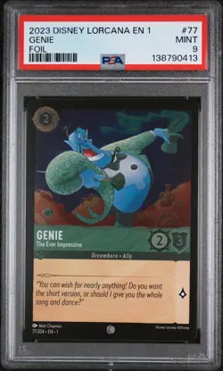 2023 DISNEY LORCANA THE FIRST CHAPTER FOIL #77 GENIE THE EVER IMPRESSIVE PSA 9 - Image 1