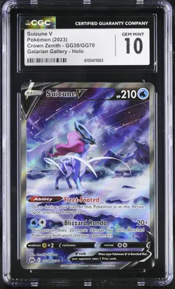 CGC 10 Suicune Crown Zenith 2023 GG38 Pokemon Card English TCG - Image 1