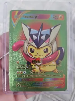 Pikachu V Rainbow Foil Fan Art Textured Collector Card 065/080 - Image 1