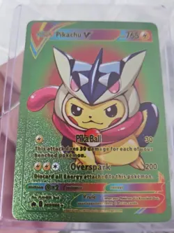 Pikachu V Rainbow Foil Fan Art Textured Collector Card 065/080 - Image 5