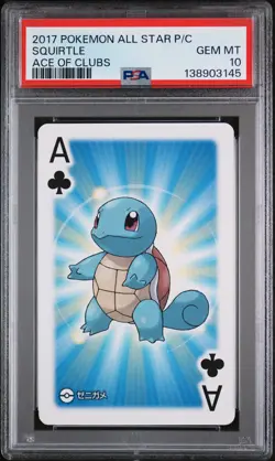 2017 POKEMON AS PLAYING CARDS ACE OF CLUBS SQUIRTLE PSA 10 - Image 1