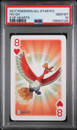 2017 POKEMON AS PLAYING CARDS 8 OF HEARTS HO-OH PSA 10 - Image 1