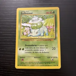 Pokemon Base Set Spanish Bulbasaur Common Regular 40 HP Card 44/102 1999 - Image 1