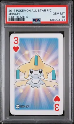 2017 POKEMON AS PLAYING CARDS 3 OF HEARTS JIRACHI PSA 10 - Image 1