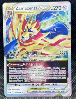 Pokemon TCG Zamazenta VSTAR Holo Ultra Rare Card Crown Zenith 099/159 - Image 1
