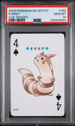 2000 POKEMON SILVER VERSION PLAYING CARDS 4 OF SPADES #162 FURRET PSA 10 - Image 1