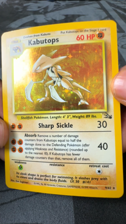 Kabutops 9/62 Holo Rare - Fossil Set - WOTC 1999 Pokemon Card - LP - Image 2