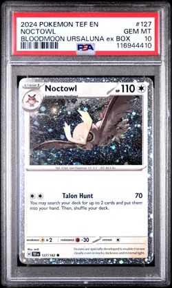 Pokemon Card Holo Noctowl 127/162 PSA 10 GEM MINT Bloodmoon Ursaluna Box Promo - Image 3
