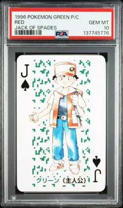 1996 POKEMON GREEN VERSION PLAYING CARDS JACK OF SPADES RED PSA 10 - Image 1