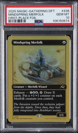 2025 MTG AETHERDRIFT FIRST-PLACE FOIL #0436 MINDSPRING MERFOLK PSA 10 - Image 1
