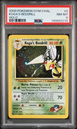 2000 POKEMON GYM CHALLENGE HOLO #9 KOGA'S BEEDRILL PSA 8 - Image 1