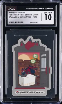 2023 POKEMON CENTER STICKERS SOLOSIS & ZOROARK CGC 10 GEM MINT - Image 1