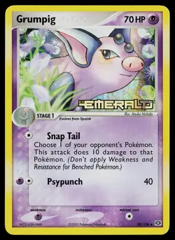 Pokemon Card - Grumpig Emerald 30/106 Uncommon Reverse Holo STAMPED - Image 1