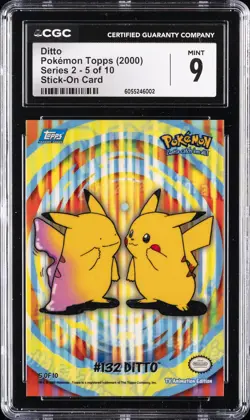 2000 POKEMON TOPPS SER 2 - STICK-ON CARD #5 OF 10 DITTO CGC 9 - Image 1