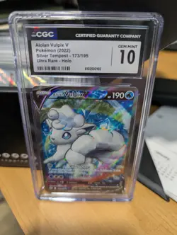 Pokemon TCG Alolan Vulpix v 173/195 Silver Tempest Full Art Holo CGC 10 - Image 1