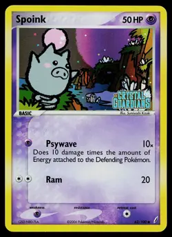 Pokemon Card - Spoink Crystal Guardians 62/100 Reverse Holo Common Stamped - Image 1