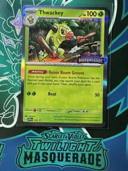 Pokemon Thwackey SVP 115 - Twilight Masquerade PRERELEASE HOLO PROMO - Image 1