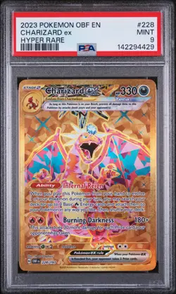 2023 POKEMON OBF EN-OBSIDIAN FLAMES HYPER RARE #228 CHARIZARD EX PSA 9 - Image 1