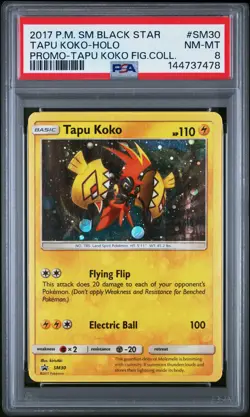2017 POKEMON SM PROMO TAPU KOKO FIGURE COLLECTION TAPU KOKO-HOLO PSA 8 - Image 1