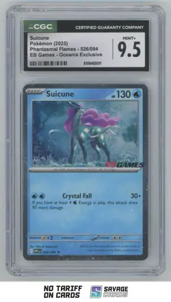 2025 Pokemon Phantasmal Flames EB Games Promo Suicune CGC 9.5 #026/094 - Image 1
