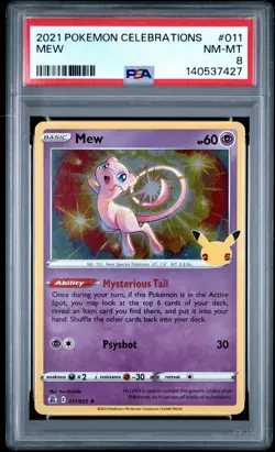 2021 POKEMON CELEBRATIONS #011 MEW PSA 8 - Image 1